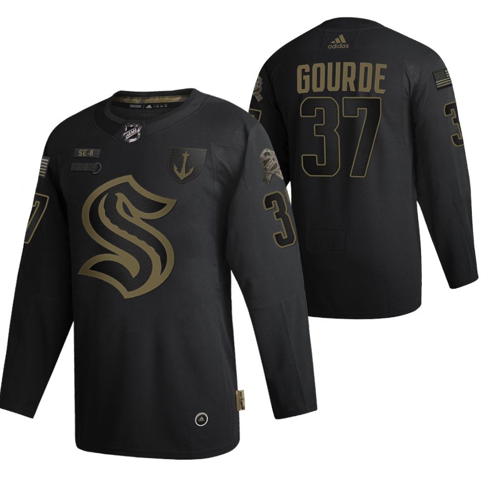 Seattle Kraken Yanni Gourde 2021-22 Military Appreciation Night Authentic Jersey Black