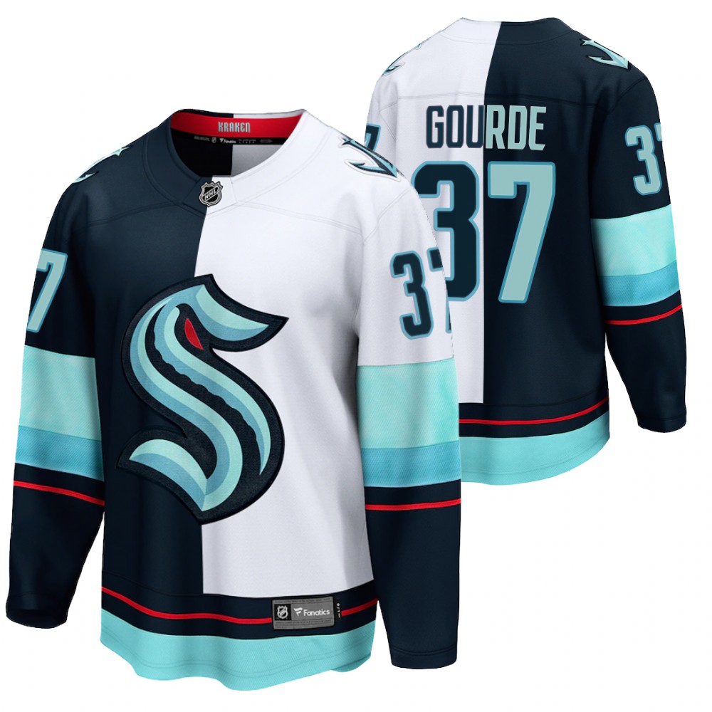 Seattle Kraken Yanni Gourde Jersey Split Edition Navy White Limited Men