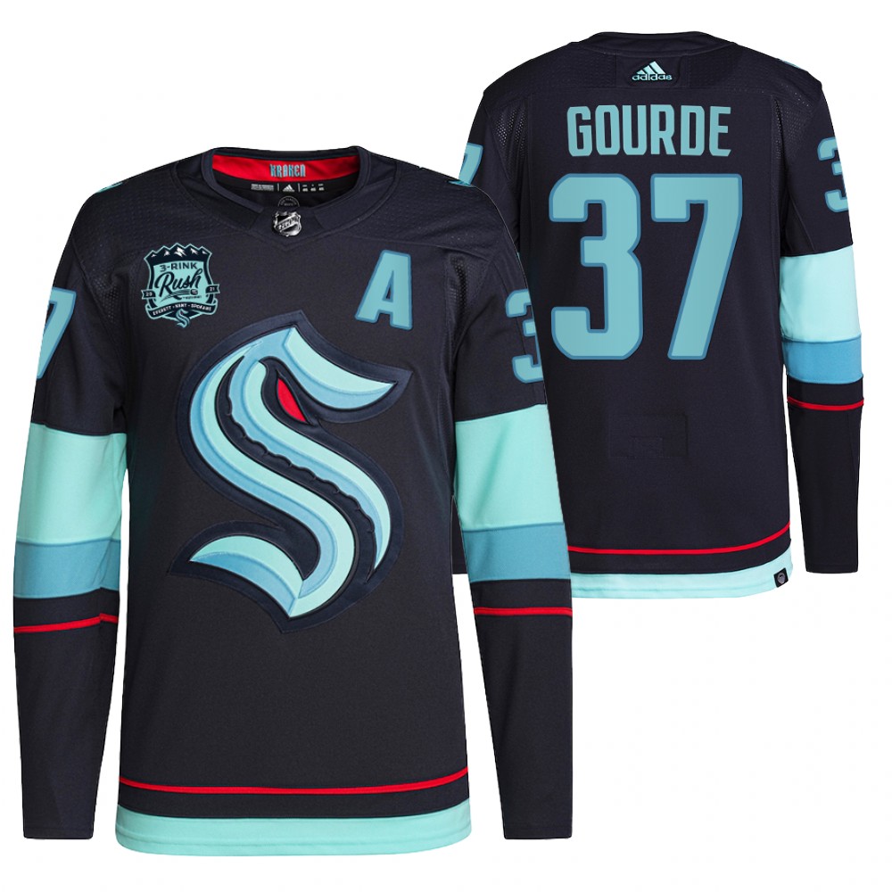 Seattle Kraken Yanni Gourde Navy 2021-22 Preseason Patch Open Win Jersey