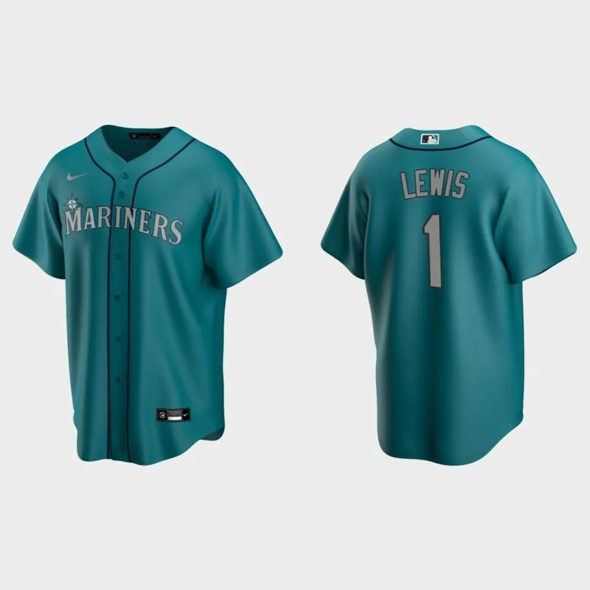 Seattle Mariners #1 Kyle Lewis Replica Alternate Jersey – Aqua