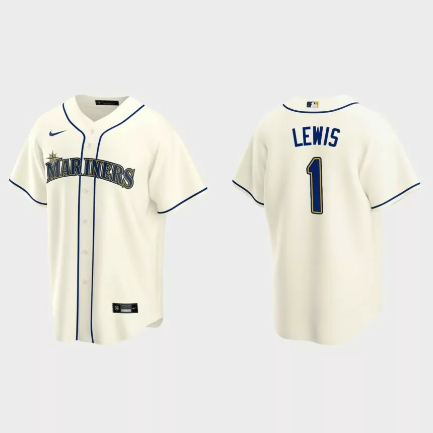 Seattle Mariners #1 Kyle Lewis Replica Alternate Jersey – Cream