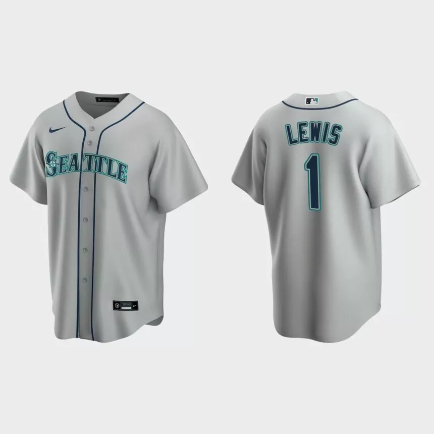 Seattle Mariners #1 Kyle Lewis Replica Road Jersey – Gray