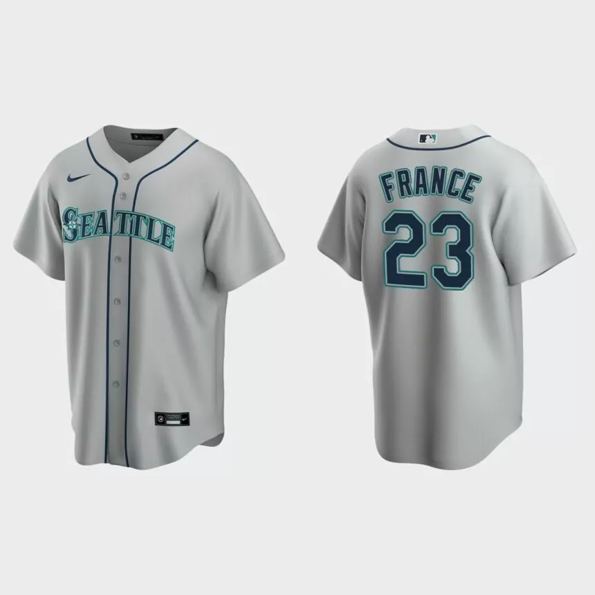 Seattle Mariners #23 Ty France Replica Road Jersey – Gray