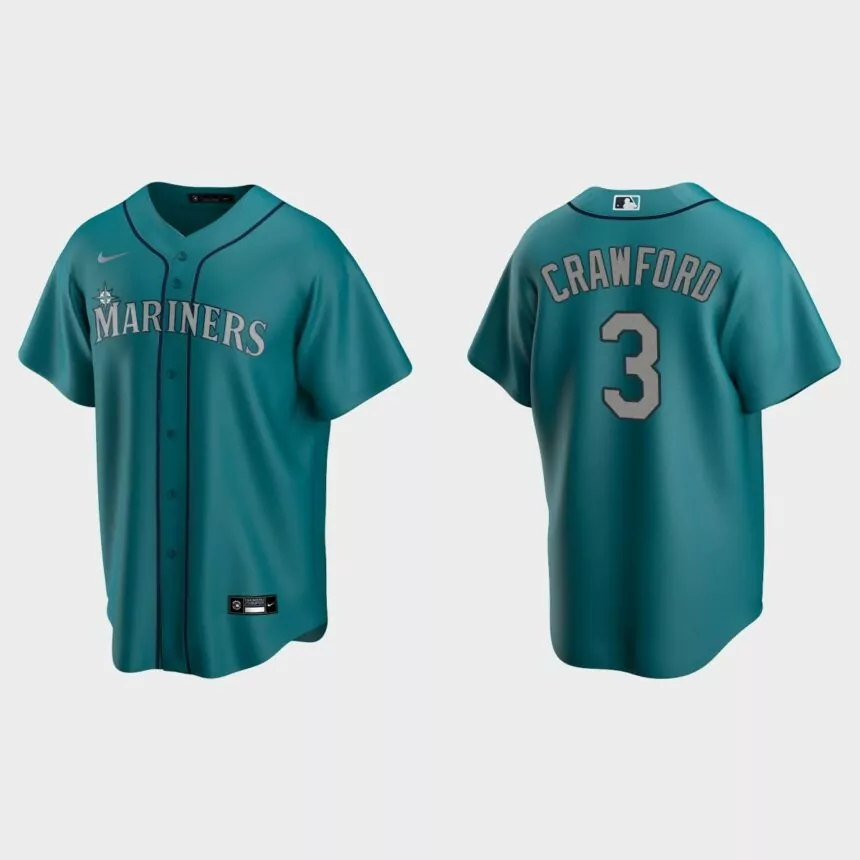 Seattle Mariners #3 J.P. Crawford Replica Alternate Jersey – Aqua