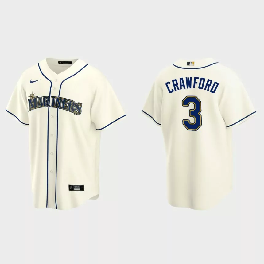 Seattle Mariners #3 J.P. Crawford Replica Alternate Jersey – Cream