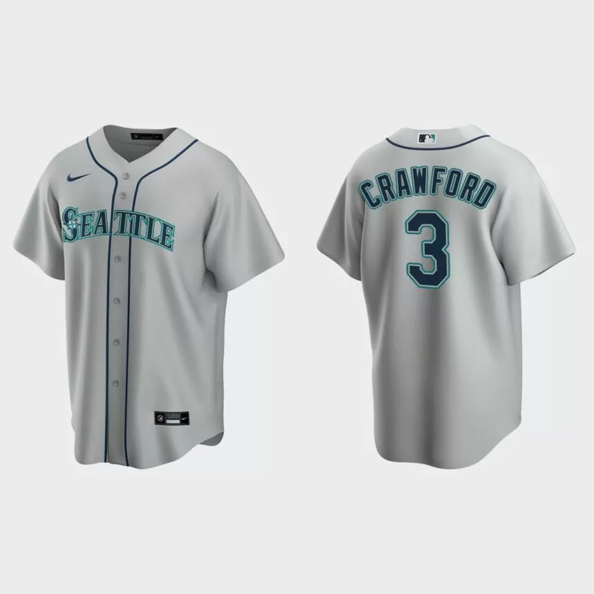 Seattle Mariners #3 J.P. Crawford Replica Road Jersey – Gray