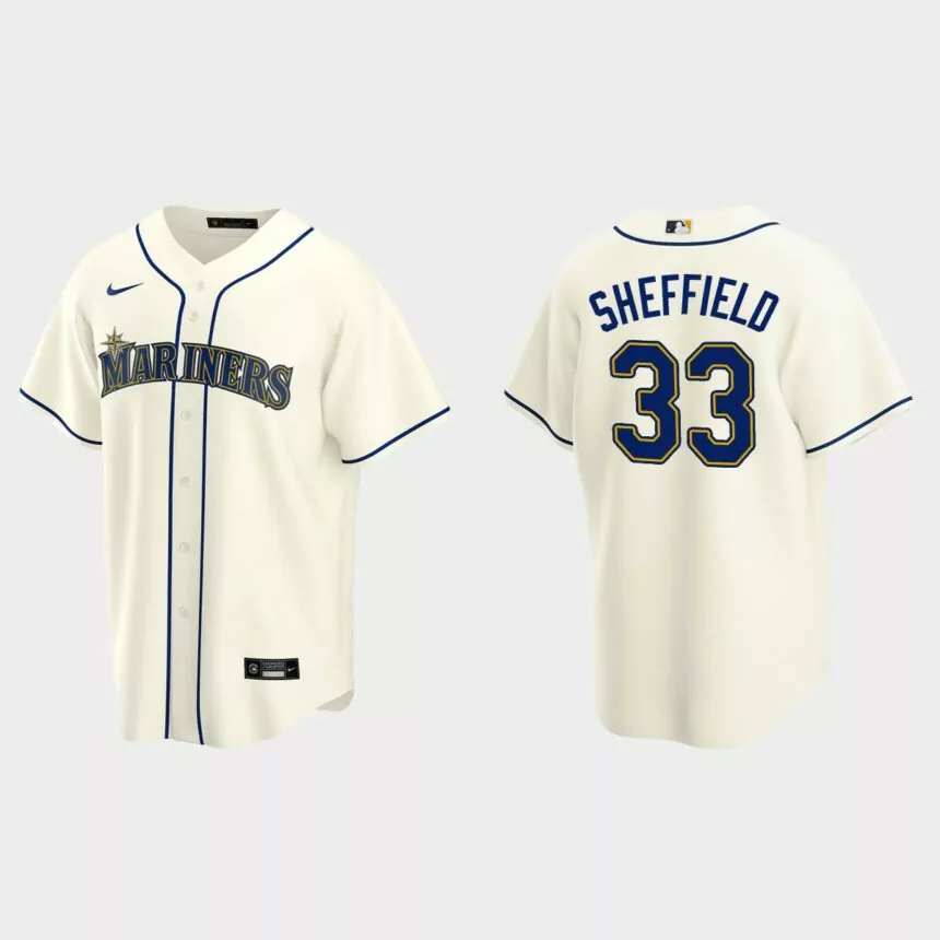 Seattle Mariners #33 Justus Sheffield Replica Alternate Jersey – Cream