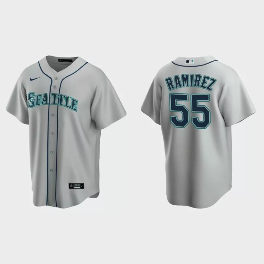 Seattle Mariners #55 Yohan Ramirez Replica Road Jersey – Gray