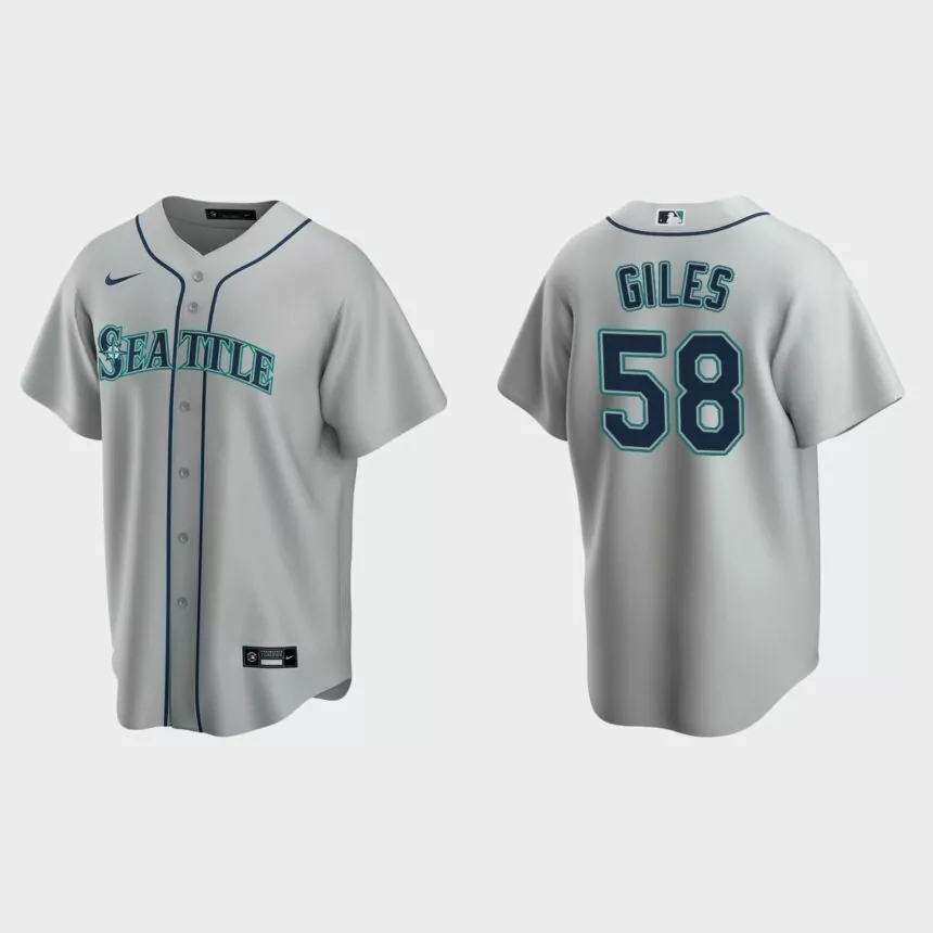 Seattle Mariners #58 Ken Giles Replica Road Jersey – Gray