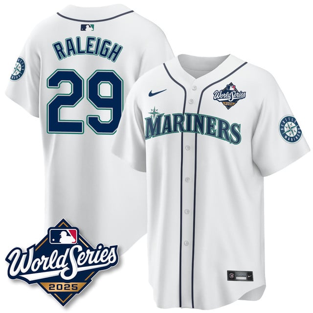 Seattle Mariners 2025 World Series Jersey - All Stitched Cal Raleigh -   29