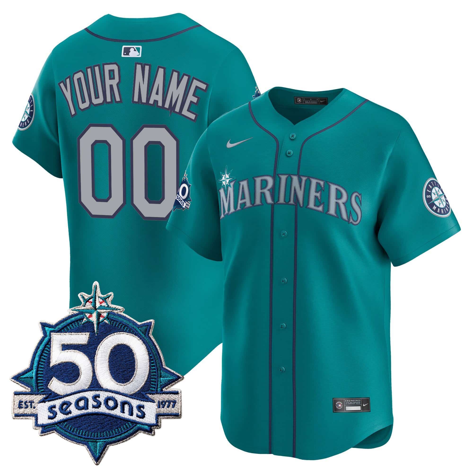 Seattle Mariners 50 Seasons Patch Vapor Premier  Limited Custom Jersey – All Stitched