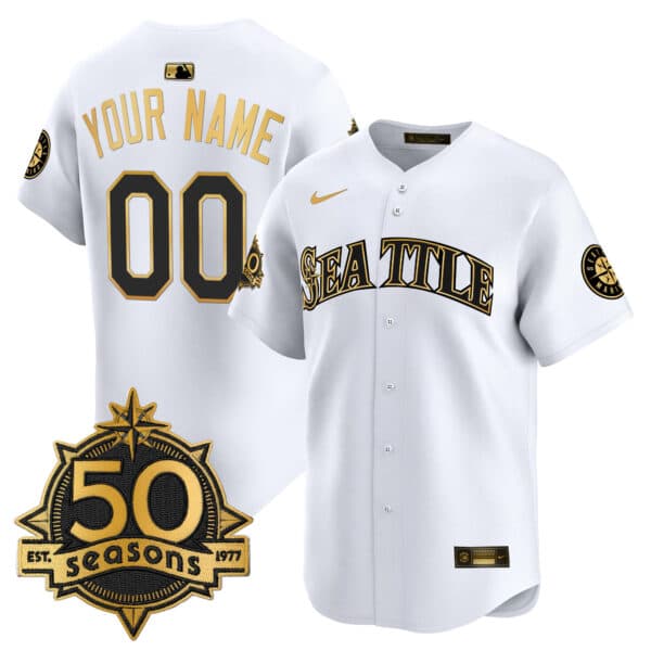 Seattle Mariners 50 Seasons Patch Vapor Premier Limited Custom Jersey – All Stitched