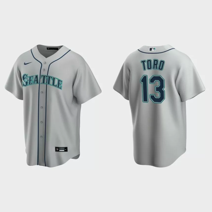 Seattle Mariners Abraham Toro Replica Road Jersey – Gray
