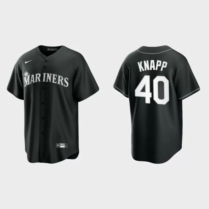 Seattle Mariners Andrew Knapp Replica Official Jersey – Black White