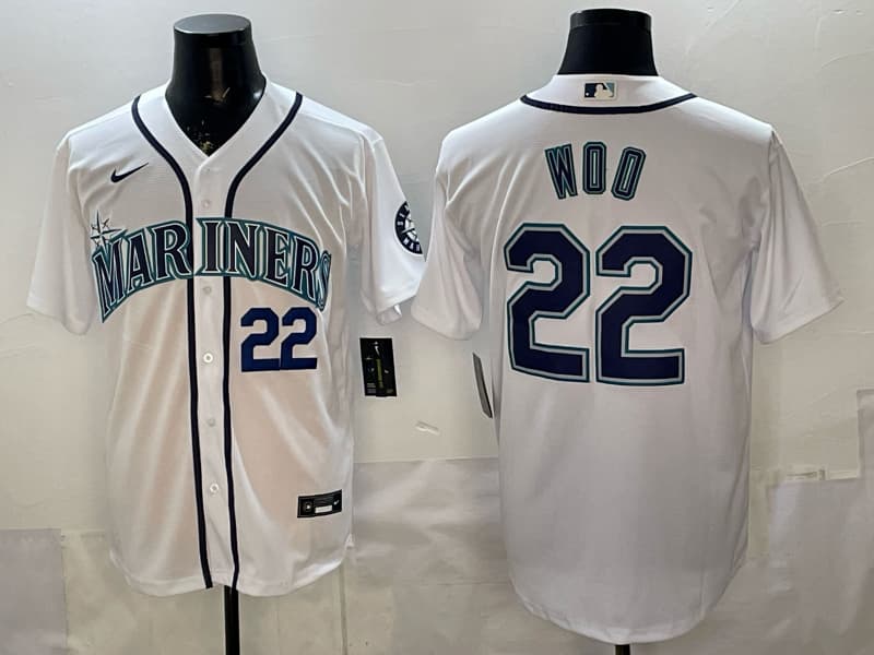 Seattle Mariners Bryan Woo #22 Nike White Official MLB Limited  Jersey