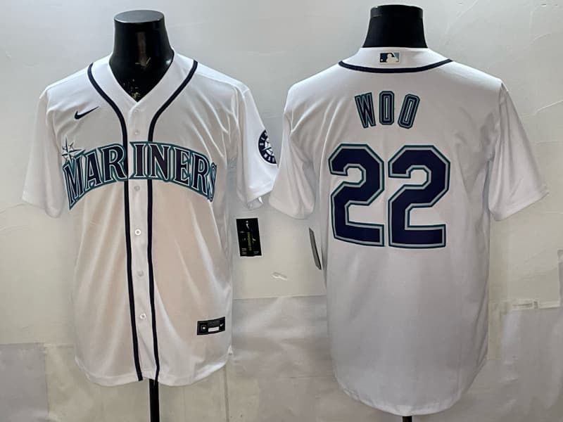 Seattle Mariners Bryan Woo #22 Nike White Official MLB Limited Jersey