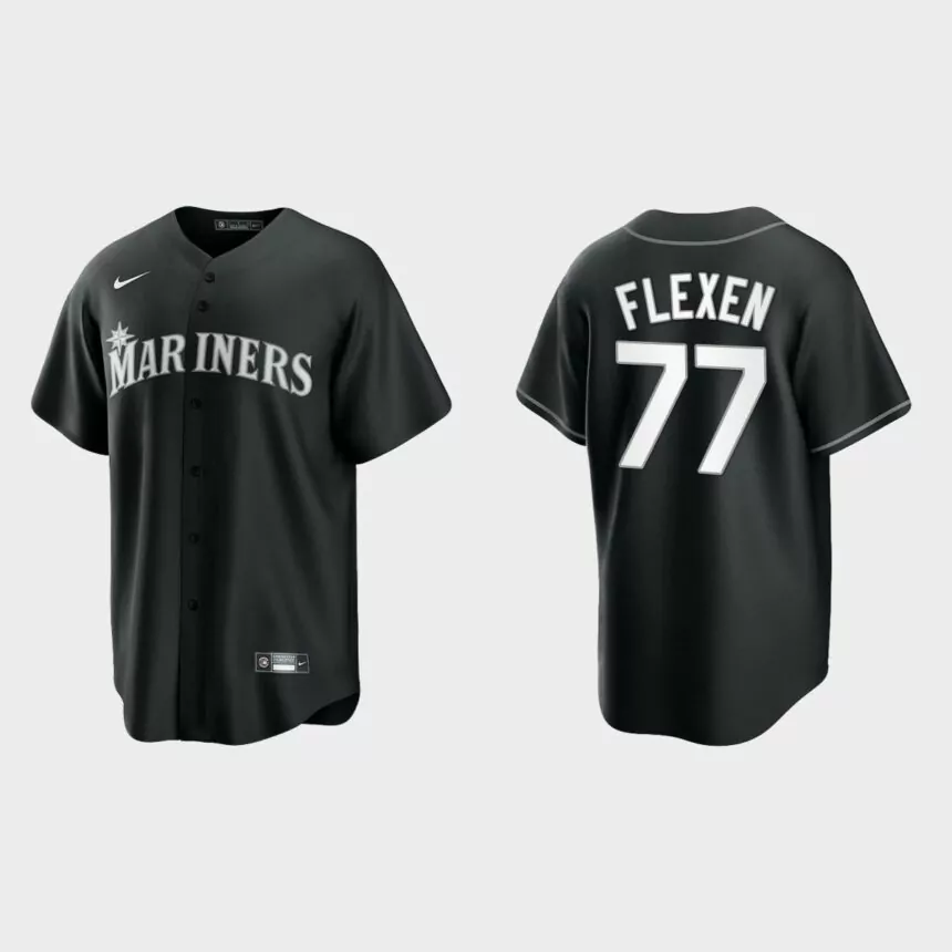 Seattle Mariners Chris Flexen Replica Official Jersey – Black White