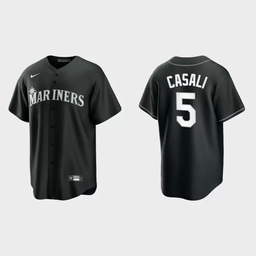 Seattle Mariners Curt Casali Replica Official Jersey – Black White