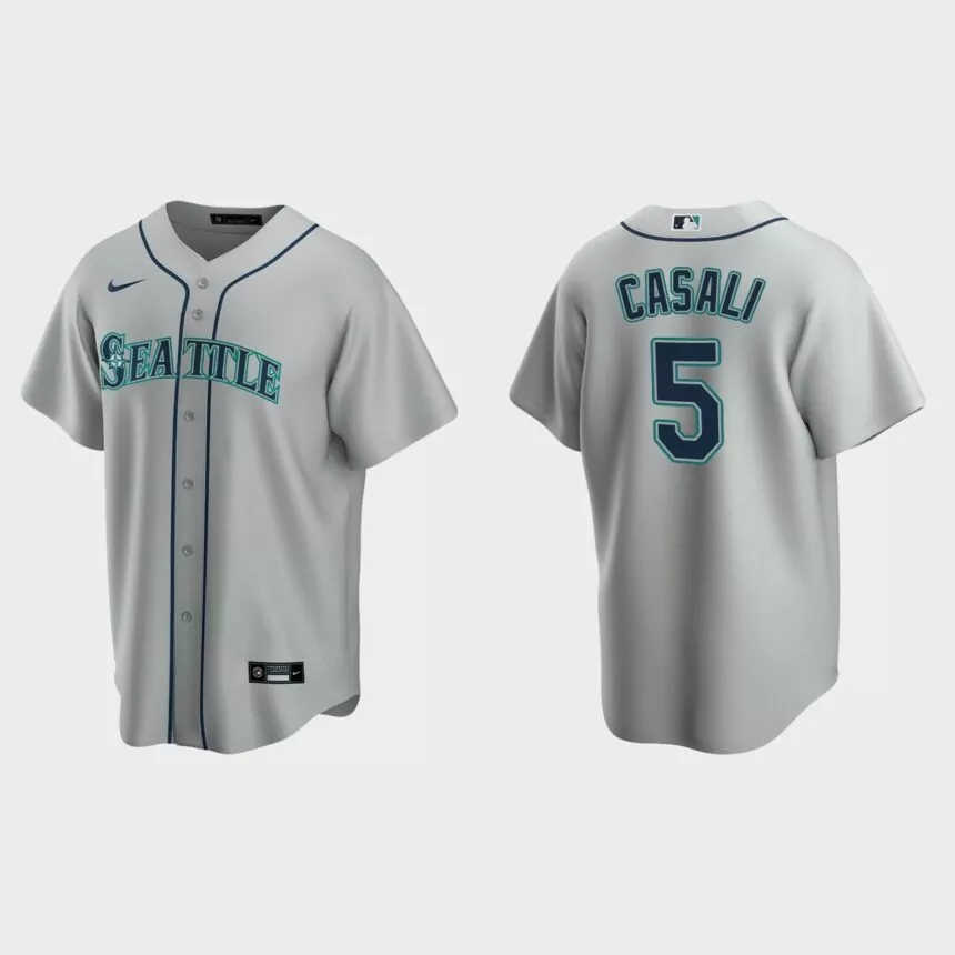 Seattle Mariners Curt Casali Replica Road Jersey – Gray