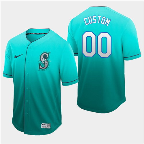 Seattle Mariners Custom Aqua Fade Authentic Jersey