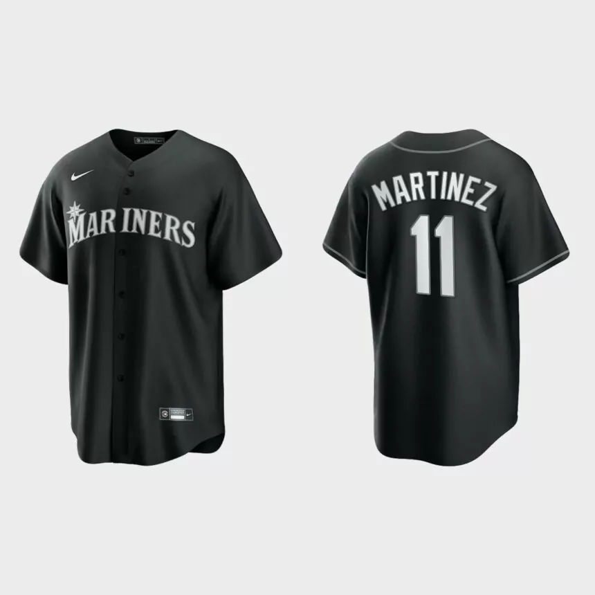 Seattle Mariners Edgar Martinez 2021 All Black Fashion Replica Jersey – Black White