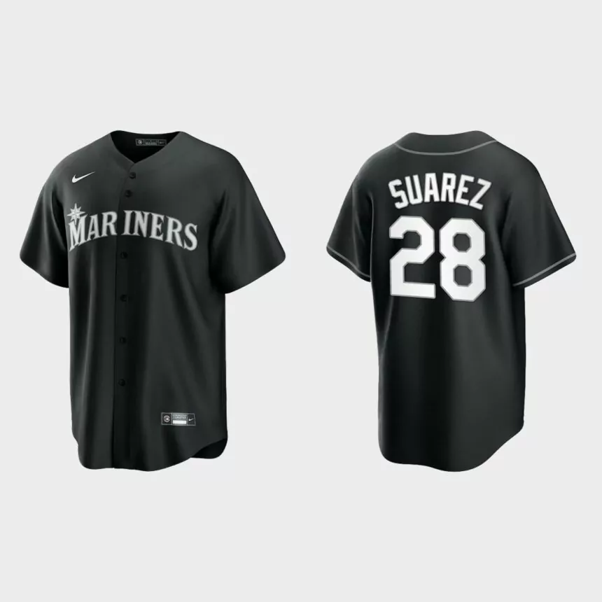 Seattle Mariners Eugenio Suarez Replica Official Jersey – Black White