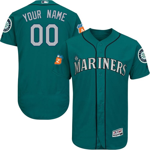 Seattle Mariners Green Men's Customized Flexbase Jersey