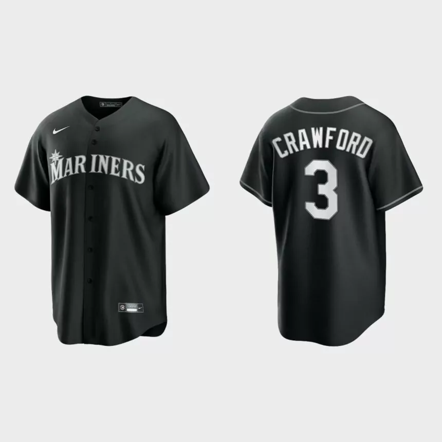 Seattle Mariners J.P. Crawford 2021 All Black Fashion Replica Jersey – Black White