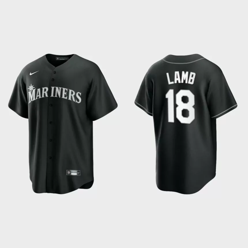 Seattle Mariners Jake Lamb Replica Official Jersey – Black White