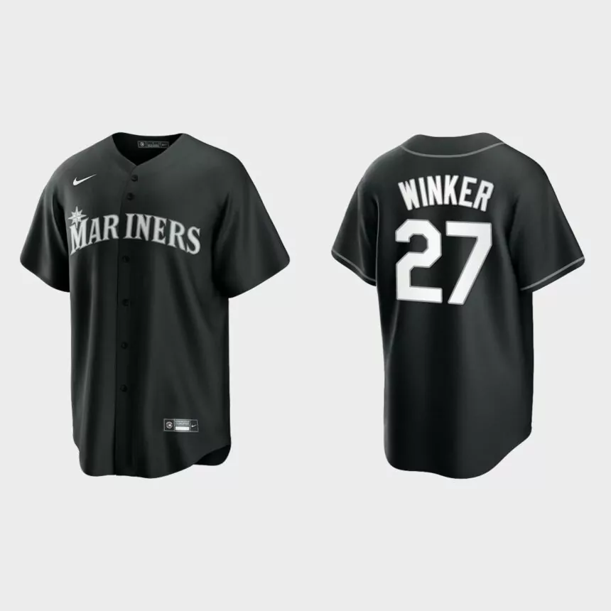 Seattle Mariners Jesse Winker Replica Official Jersey – Black White