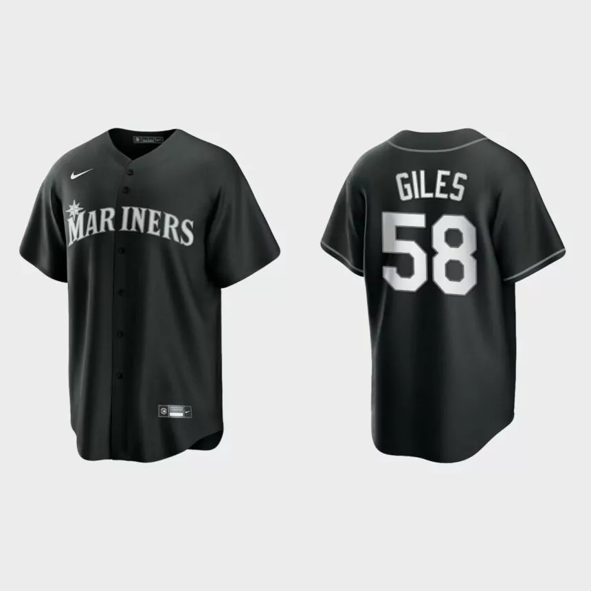 Seattle Mariners Ken Giles 2021 All Black Fashion Replica Jersey – Black White