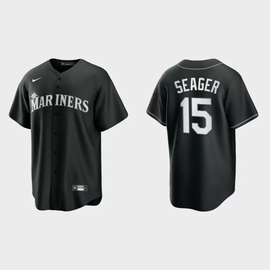 Seattle Mariners Kyle Seager 2021 All Black Fashion Replica Jersey – Black White