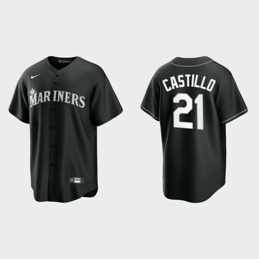 Seattle Mariners Luis Castillo Replica Official Jersey – Black White