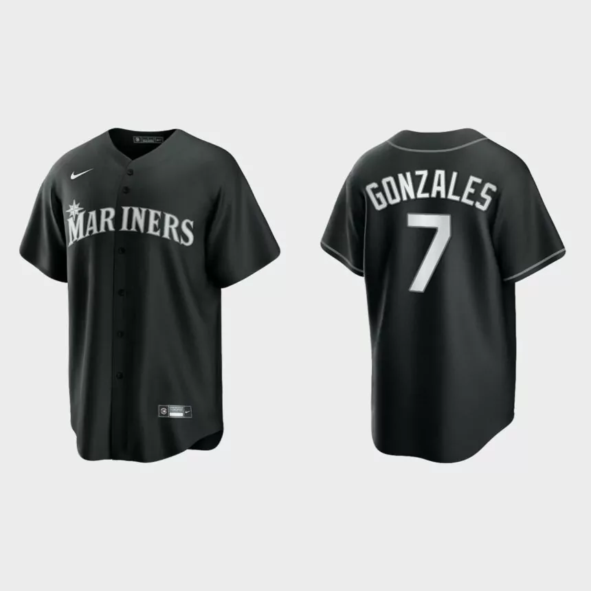 Seattle Mariners Marco Gonzales 2021 All Black Fashion Replica Jersey – Black White