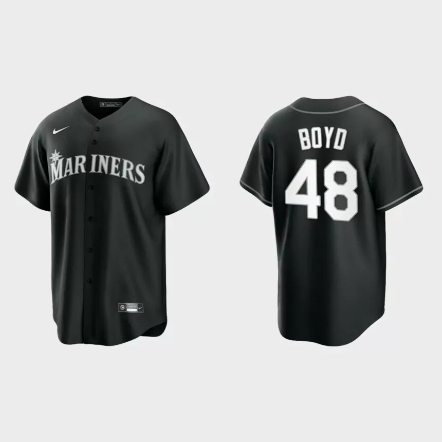 Seattle Mariners Matthew Boyd Replica Official Jersey – Black White