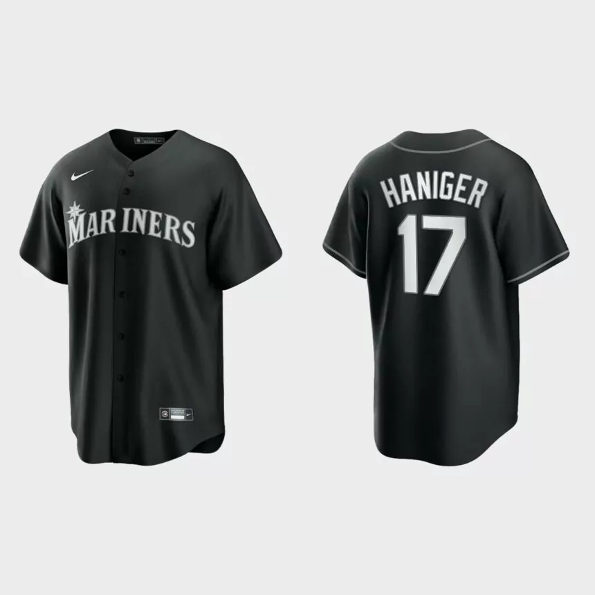 Seattle Mariners Mitch Haniger 2021 All Black Fashion Replica Jersey – Black White