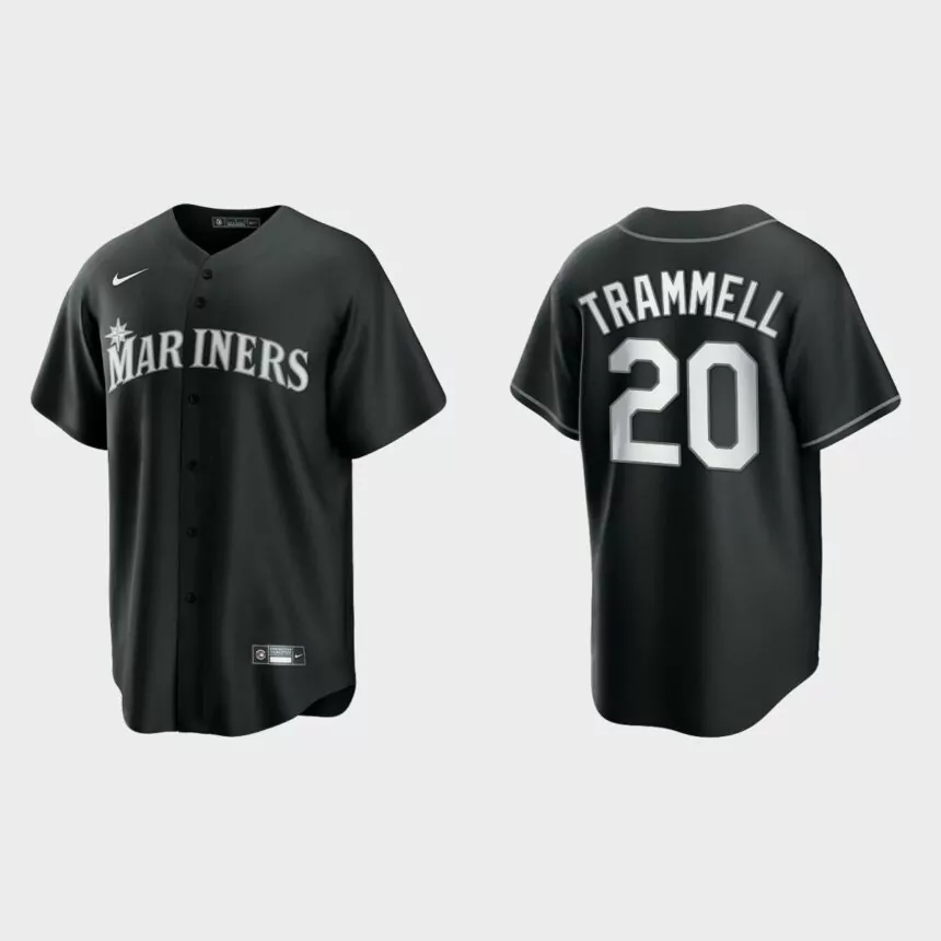 Seattle Mariners Taylor Trammell 2021 All Black Fashion Replica Jersey – Black White