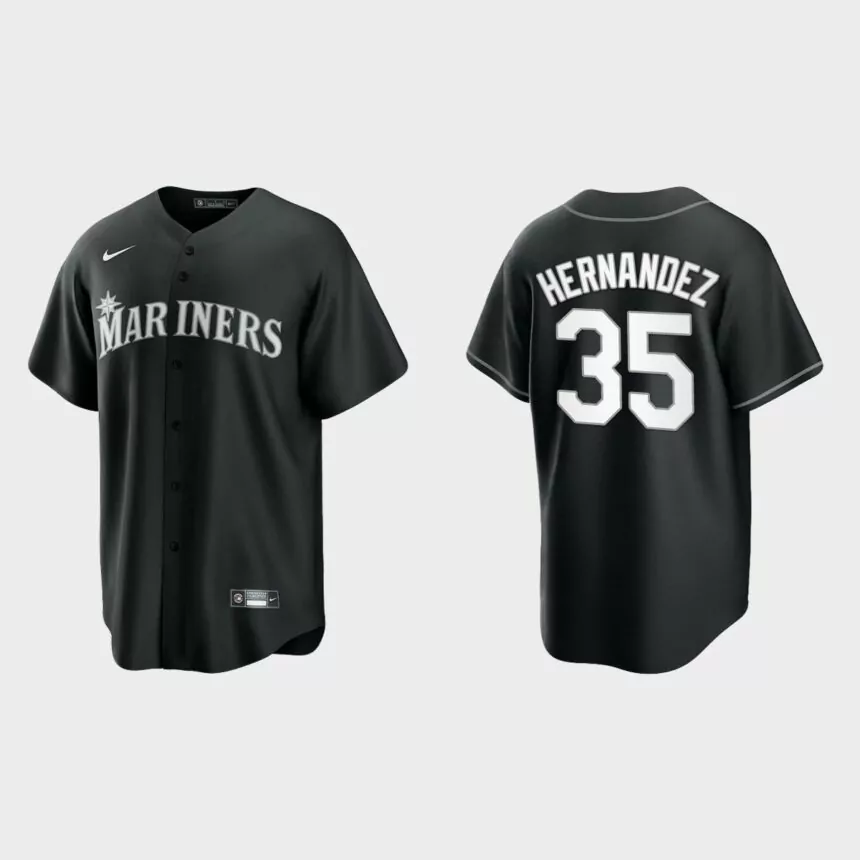 Seattle Mariners Teoscar Hernandez Replica Official Jersey – Black White