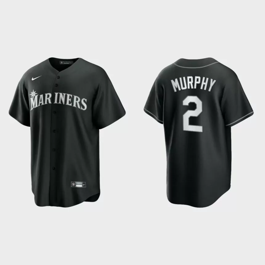 Seattle Mariners Tom Murphy 2021 All Black Fashion Replica Jersey – Black White