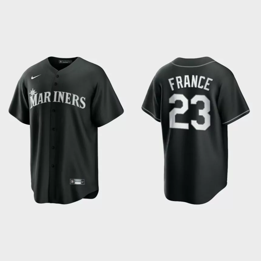 Seattle Mariners Ty France 2021 All Black Fashion Replica Jersey – Black White