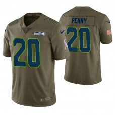 Seattle Seahawks #20 Rashaad Penny Olive Salute to Service Jersey
