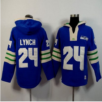 Seattle Seahawks #24 Marshawn Lynch Light Blue Player Winning Method Pullover NFL Hoodie