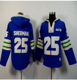 Seattle Seahawks #25 Richard Sherman Light Blue Player Winning Method Pullover NFL Hoodie