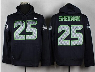Seattle Seahawks #25 Richard Sherman Steel Blue Pullover NFL Hoodie