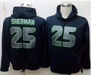 Seattle Seahawks #25 Richard Sherman Steel Blue Pullover NFL Hoodie