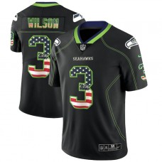 Seattle Seahawks #3 Russell Wilson Black 2018 USA Flag Fashion Color Rush Limited Jersey