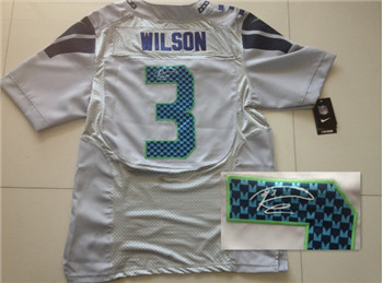 Seattle Seahawks #3 Russell Wilson Gray Nik Elite Signed Jersey