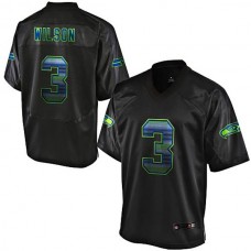 Seattle Seahawks #3 Russell Wilson Pro Line Black Strobe Jersey