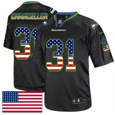 Seattle Seahawks #31 Kam Chancellor Black USA Flag Fashion Jersey