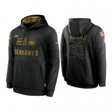 Seattle Seahawks #33 Jamal Adams Black 2020 Salute to Service Sideline Performance Pullover Hoodie
